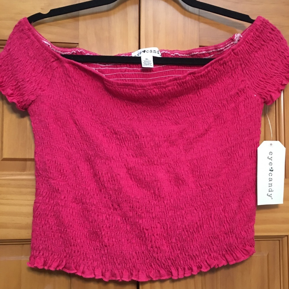 Eye Candy Fuscia NWT Smocked Crop Top XL
